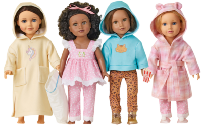 Sew wonderful wardrobe  pieces for 18” doll’s sleepy time